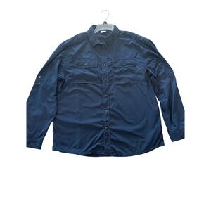 Ozark Trail Mens Navy Blue Long Sleeve Convertible Fishing Hiking Shirt Large